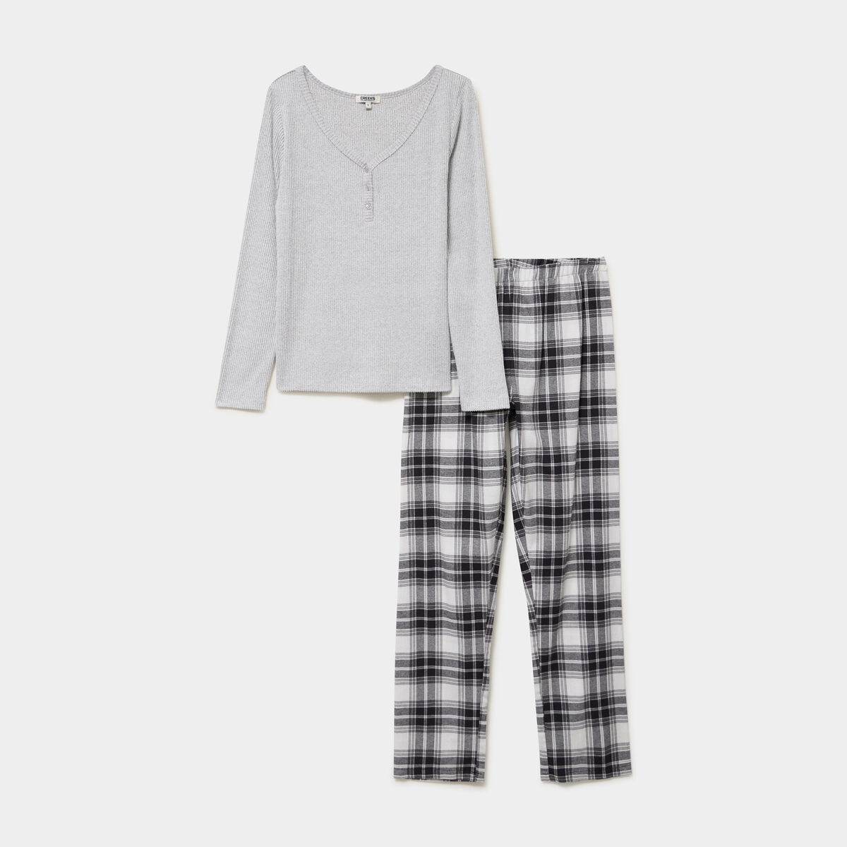 Ensemble pyjama t-shirt et pantalon gris femme
