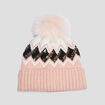 Bonnet à pompon rose fille