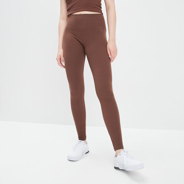 legging taille haute cotele marron clair femme Legging taille haute côtelé marron clair femme
