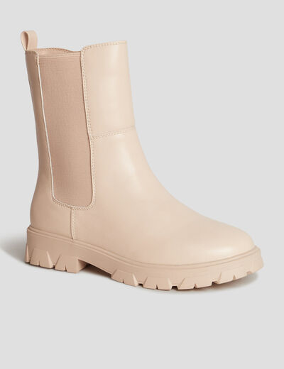 Bottines semelle épaisse crantée rose clair fille