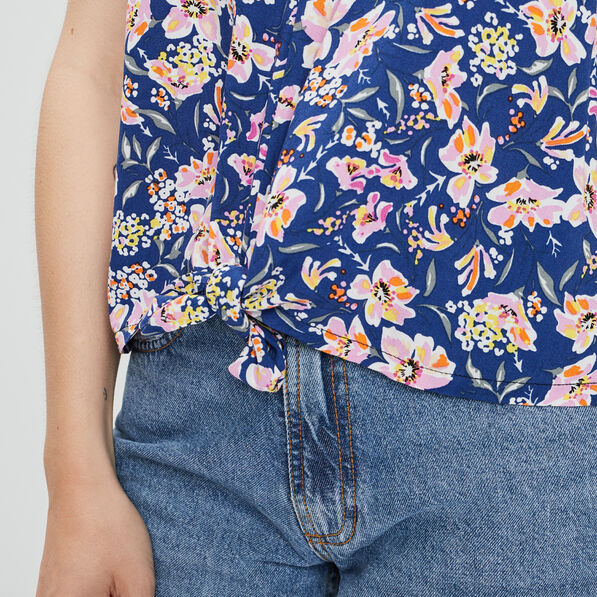 Blouse bretelles fines bleu femme