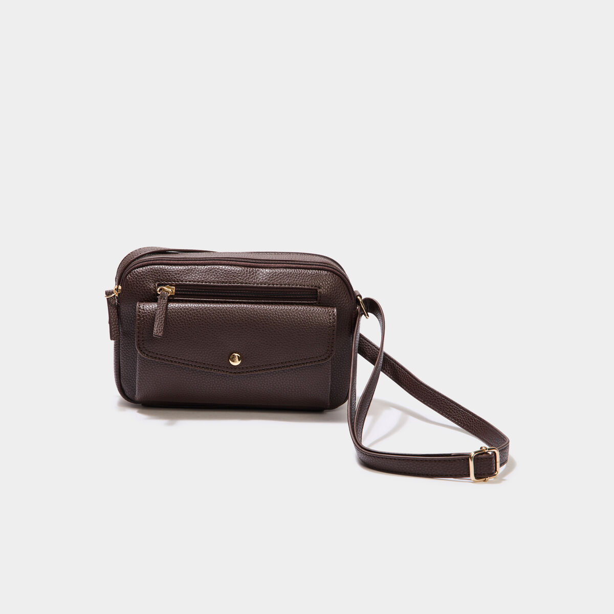 Sac pochette avec poche à rabat marron foncé femme
