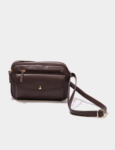 Sac pochette avec poche à rabat marron foncé femme