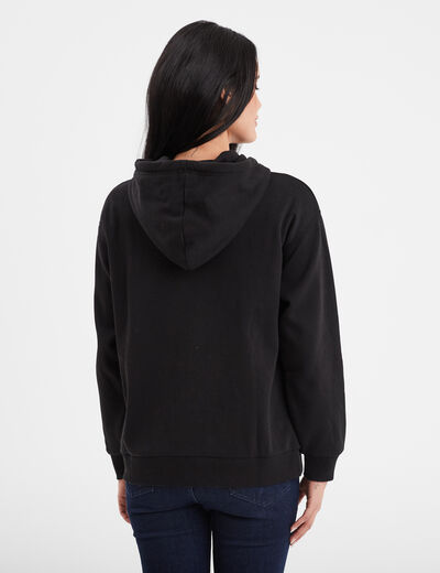 Sweat zippé à capuche noir femme