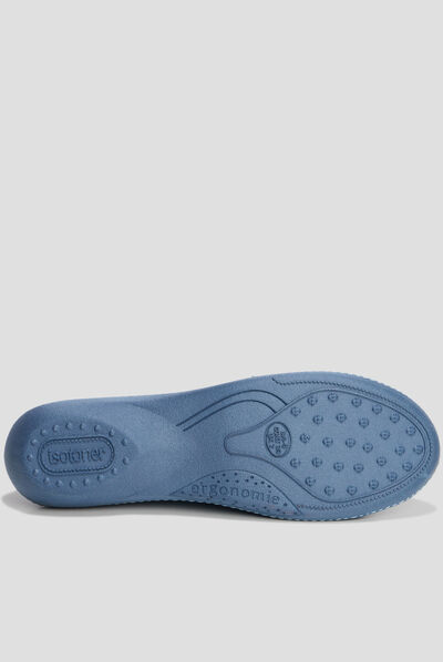 Chaussons ballerines velours Isotoner bleu canard femme