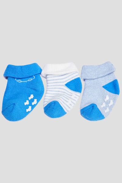 Lot 3 paires chaussettes bleu bébé garçon