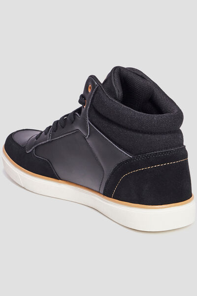 Baskets montantes &agrave; lacets noir homme