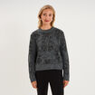 Pull &agrave; sequins et col rond gris fonc&eacute; femme