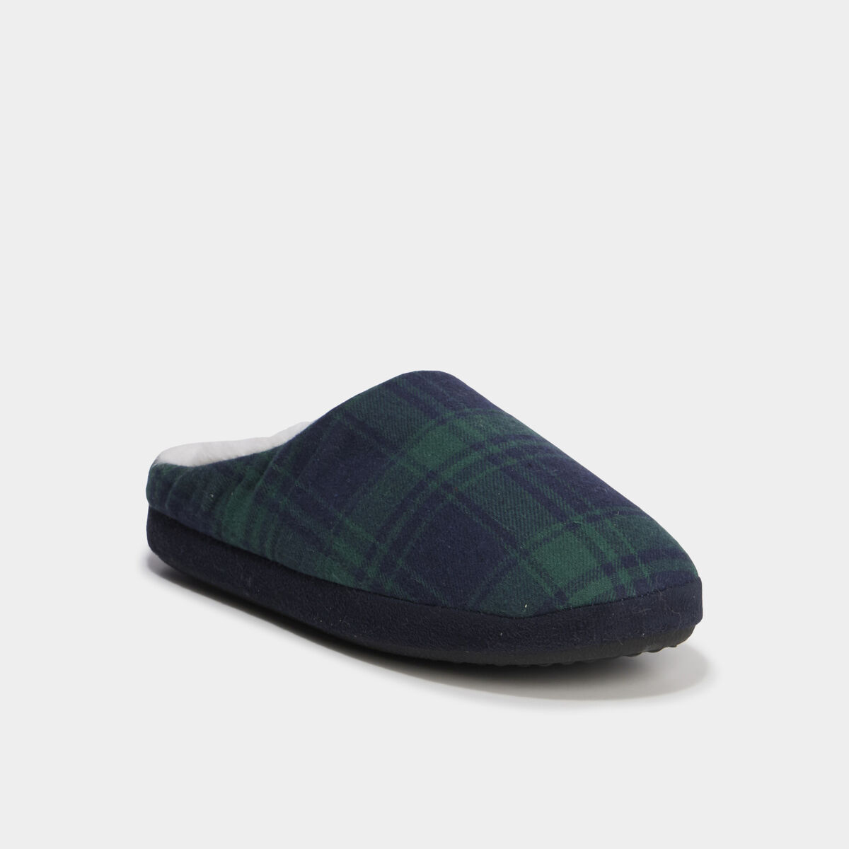 Chaussons mules fourr&eacute;s vert homme