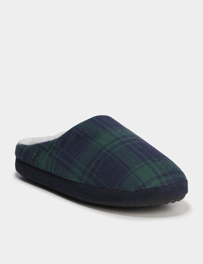 Chaussons mules fourr&eacute;s vert homme