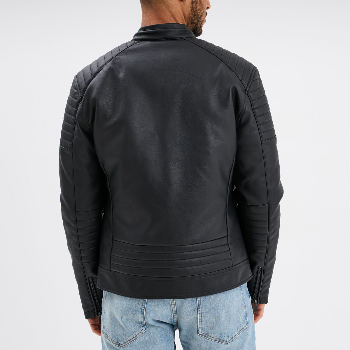 Blouson motard simili cuir noir homme