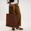 Sac tote bag zipp&eacute; marron fonc&eacute; femme