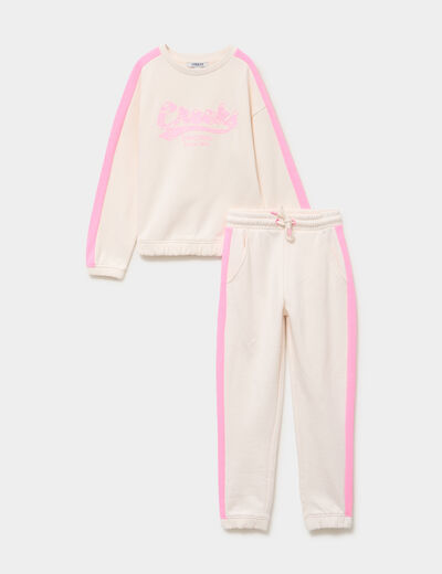 Ensemble de jogging 2 pi&egrave;ces creme fille