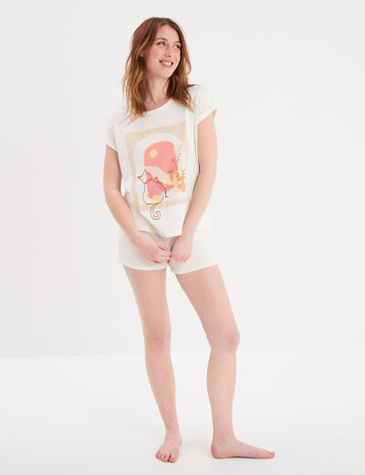 T-shirt manches courtes coton blanc femme