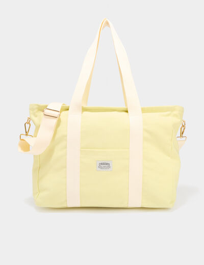 Sac cabas avec bandouli&egrave;re jaune pastel femme