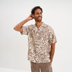 Chemise l&eacute;g&egrave;re textur&eacute;e manches courtes beige homme