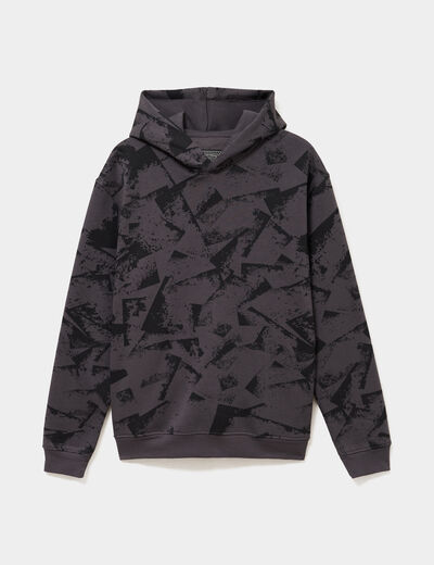 Sweat hoodie &agrave; capuche molleton gris homme