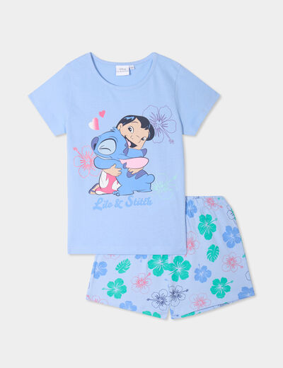 Ensemble pyjama short coton Stitch bleu clair fille