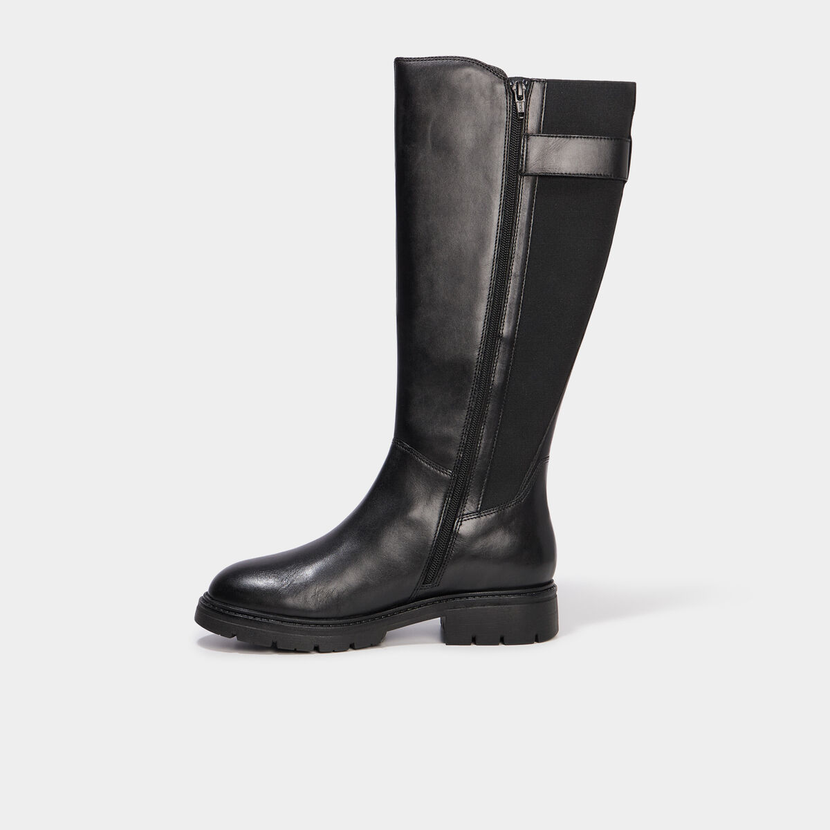 Bottes en cuir avec boucles noir femme