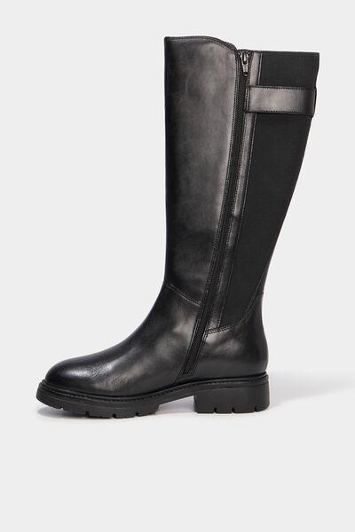 Bottes en cuir avec boucles noir femme