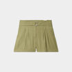 Short fluide droit vert kaki femme
