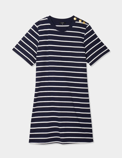 Robe t-shirt manches courtes coton ecru femme