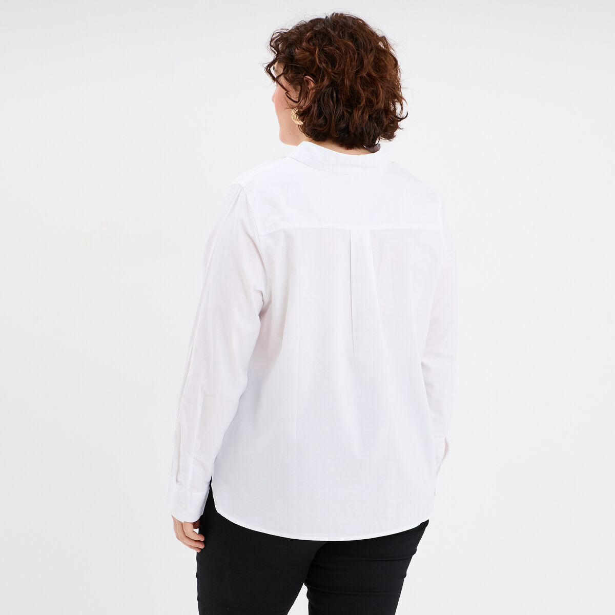 Chemise ajust&eacute;e manches longues coton blanc femme grande taille