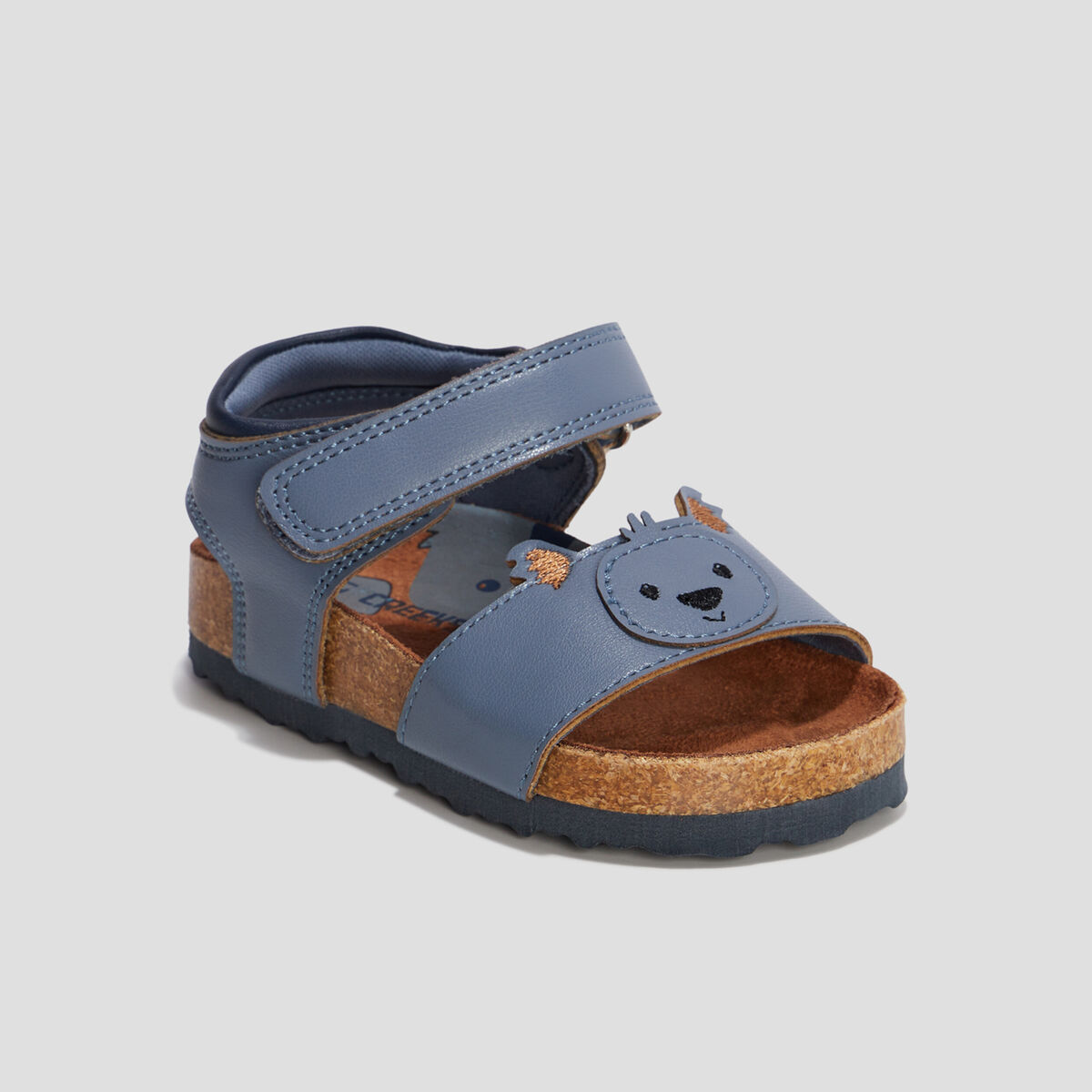 Sandales à scratchs gris bébé garçon