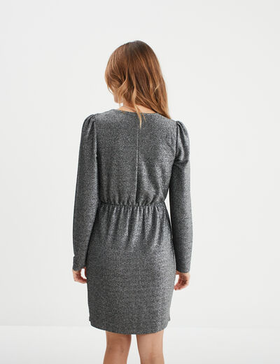 Robe portefeuille courte Mosquitos gris argent femme