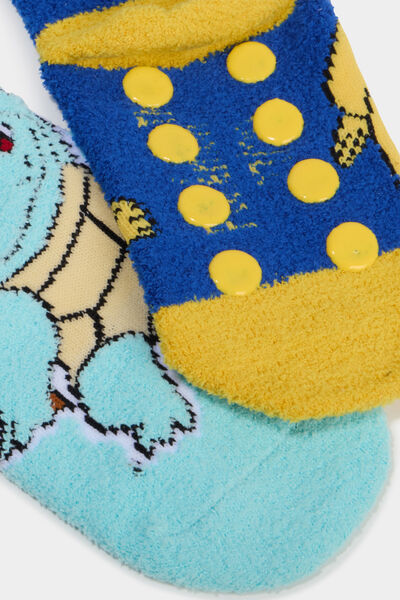 Lot 2 chaussettes d'int&eacute;rieur Pok&eacute;mon bleu gar&ccedil;on