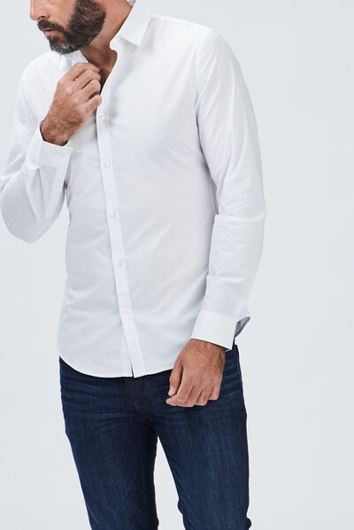Chemise basique ajustée manches longues blanc homme