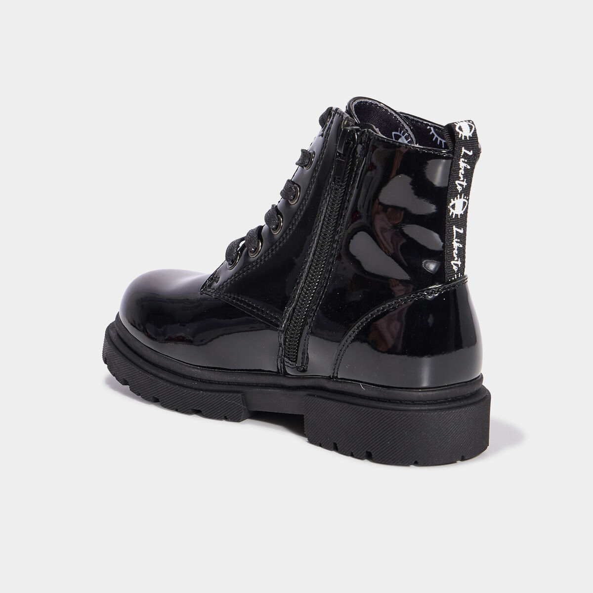 Bottines crant&eacute;es zipp&eacute;es &agrave; paillettes noir fille