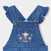 Robe salopette jean à volants en coton denim stone bébé fille