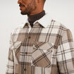 Surchemise carreaux doubl&eacute;e effet sherpa taupe homme