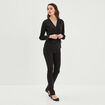Blouse satin col V cache-coeur Mosquitos noir femme