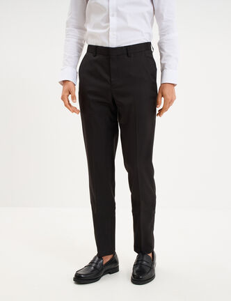 Pantalon de costume droit avec pinces noir homme