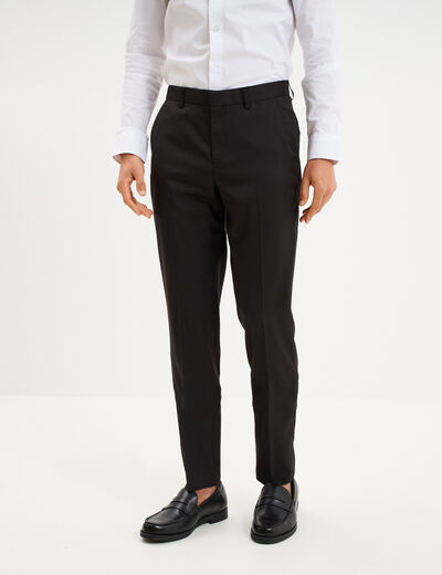 Pantalon de costume droit avec pinces noir homme