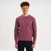 Pull en maille textur&eacute;e col rond mauve homme
