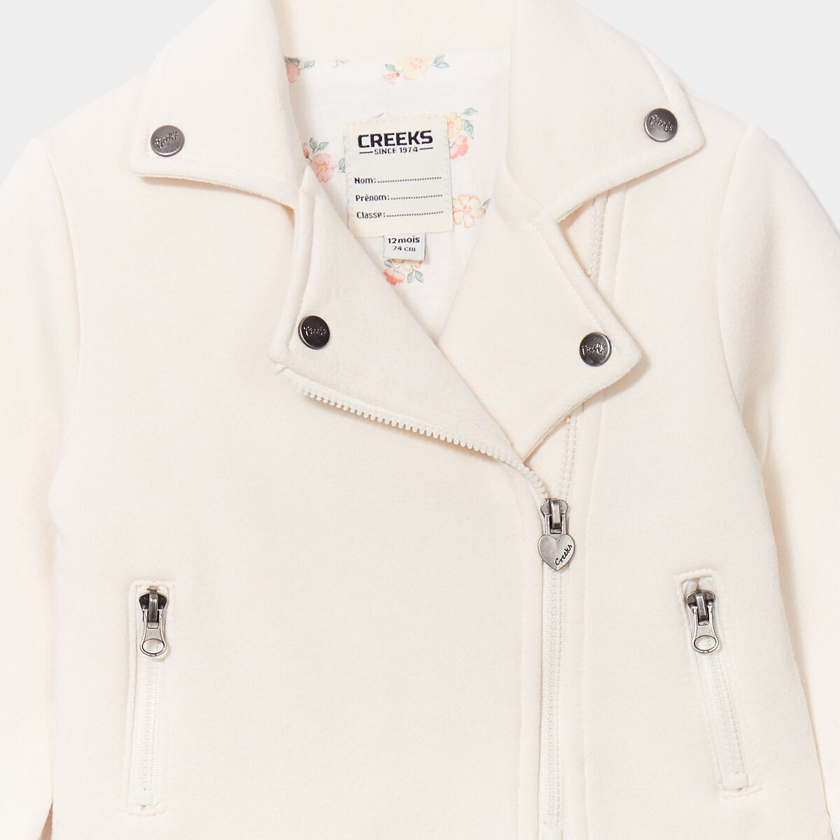 Veste esprit biker droite ecru b&eacute;b&eacute; fille