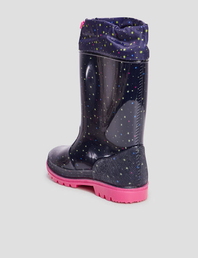 Bottes de pluie avec coulisse bleu marine fille