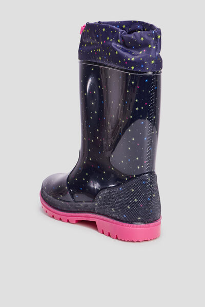 Bottes de pluie avec coulisse bleu marine fille