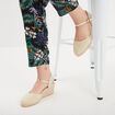Sandales espadrilles compens&eacute;es toile jaune or femme