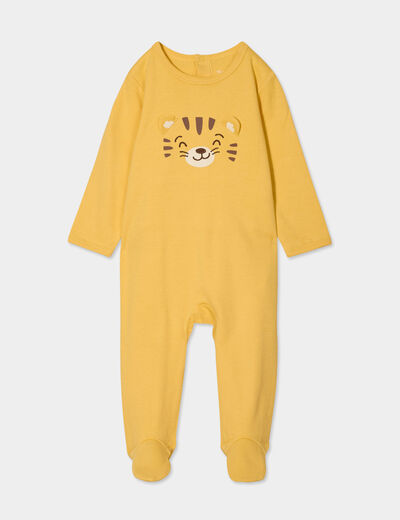 Dors-bien boutonné dos coton jaune moutarde bébé