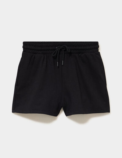 Short de jogging molletonn&eacute; ajust&eacute; noir femme