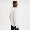 Gilet col rond manches longues blanc femme