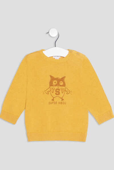 Pull avec col rond jaune bébé garçon