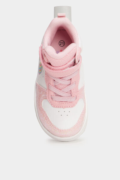 Baskets montantes scratchs et paillettes rose b&eacute;b&eacute; fille