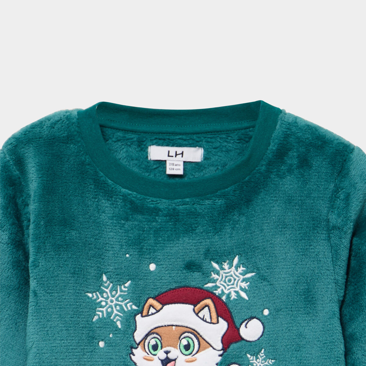 Ensemble pyjama t-shirt pantalon velours vert &eacute;meraude gar&ccedil;on