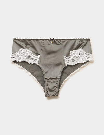 Shorty micro dentelle vert kaki femme