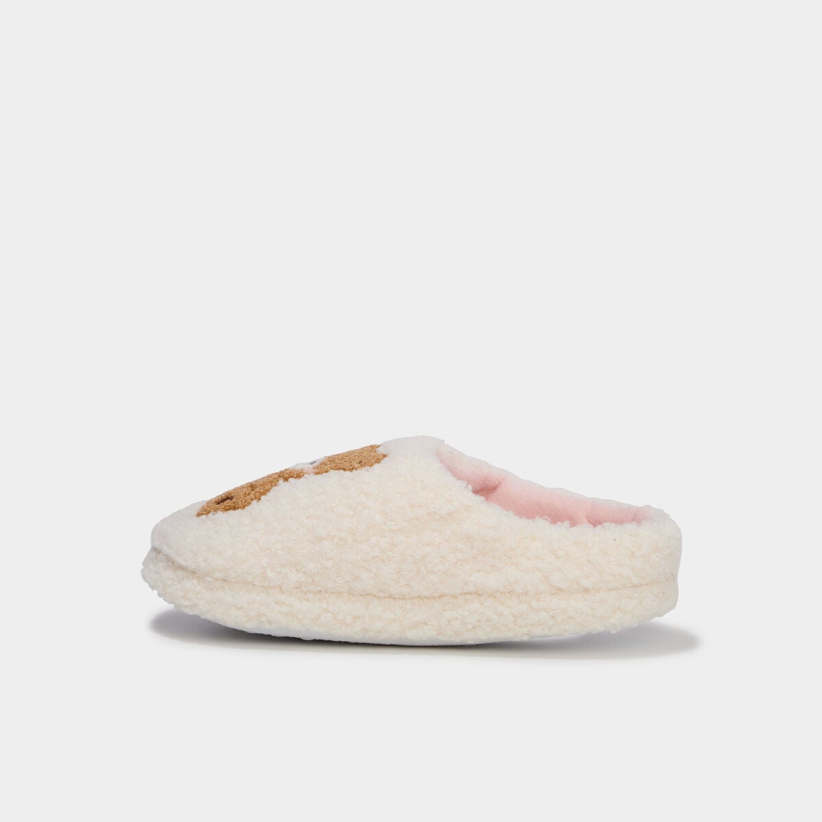 Chaussons mules doubl&eacute;s effet bouclette rose fille